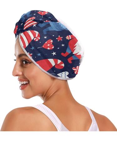 Cute American Independence Dwarf Hair Towel 2 Pack | Super Absorbent Quick Dry Hair Turbans for Women & Girls - Buy Online on GoSupps.com