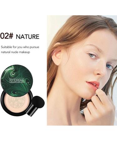 Air Cushion CC Cream Foundation | Natural Mushroom Head Air Cushion Foundation CC Cream Primer Makeup Concealer Moisturizing Beauty CC Cream for Women Girls Ladies/ Natural Color - Buy Online on GoSupps.com