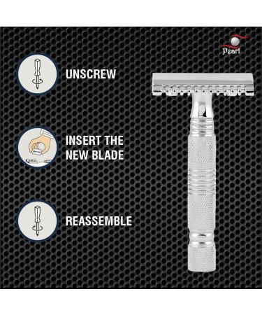 Pearl Double Edge Open Comb Safety Razor for Men - Eco-Friendly Brass Metal Razor | Premium Shaving Kit for Valentine's Gift - Buy Online on GoSupps.com