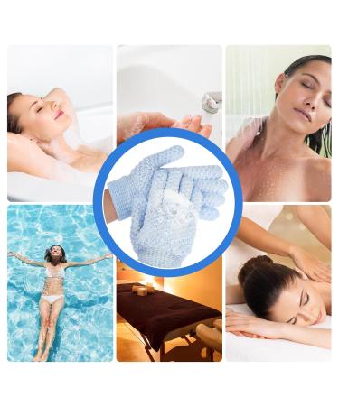 Sibba Double-Sided Microfiber Shower Peeling Gloves - Natural Luffa Bathing Hand Shoes for Adults & Children - Removes Dead Skin - 1 Pair Blue - Buy Online on GoSupps.com