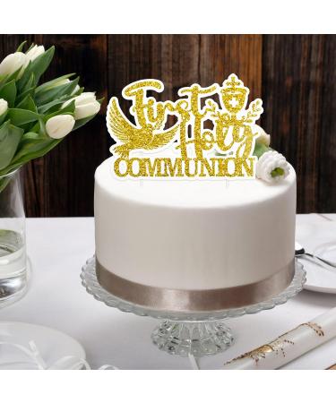13pcs First Holy Communion Cake Topper Cross Glitter Gold Paper Cupcake Toppers Pattern Candle Bible Dessert Picks Cake Decoration for Communion Christening Baptism Baby Shower Birthday Party Wedding - Buy Online on GoSupps.com