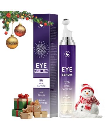 YAFUSIPE Caffeine Eye Serum for Puffy Dark Circles, Instant Depuffing Under Eye Treatment Anti-Aging Firming Undereye Serum with Roller for Wrinkles Bags Fine Lines Brightening Christmas 0.5 Floz