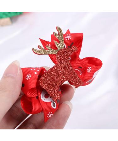 Lurrose Christmas Bow Hair Clip Set - Festive Elk Hairpin for Girls, 5pcs - Buy Online on GoSupps.com