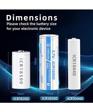 18500 Rechargeable li-ion Battery 3.7V 1400Mah Batteries for LED Torch Falshlight 4pcs 18 * 50mm - Buy Online on GoSupps.com