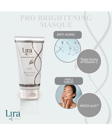 Lira Clinical PRO Brightening Masque - Hydrating Vitamin C & Peptide Face Mask for Even Skin Tone Wrinkle Reduction & Moisturization - 2 fl oz - International Shipping - Buy Online on GoSupps.com