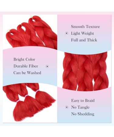 Tess Braids Extensions 60 cm | 5 Pack Jumbo Kanecalon Hair Extensions | Hot Red Box Braids - Premium Quality 100g Bundle - Buy Online on GoSupps.com