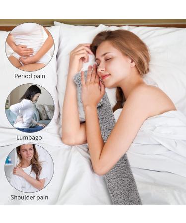 Feybey 2L Long Hot Water Bottle with Cover - Gray Faux Lambswool - 72cm Full Body Length - Extra Large Hot Water Bag for Men, Women, and Adults - Buy Online on GoSupps.com