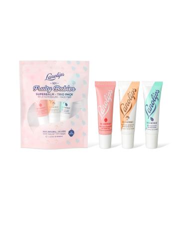 Lanolips 101 Fruity Babies Trio - Set of 3 - Strawberry  Minty  and Coconutter Multipurpose Balms for Extremely Dry Lips and Skin - Made with Lanolin - Clean  Cruelty-Free (3g / 0.105oz each)