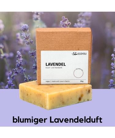 Ecoyou Shaving Soap - Handmade Vegan Body & Shower Soap for Men & Women (90g Lavender) - Palm Oil Free Extensive Shaving Foam - Made in Berlin - Buy Online on GoSupps.com