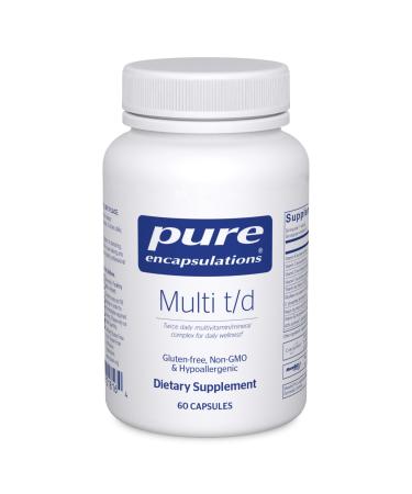 Pure Encapsulations Multi T/D - Multivitamin & Mineral Supplement - for Daily Wellness Cardiovascular & Immune Health* - Rich in Vitamins & Minerals - Gluten Free & Vegetarian - 60 Capsules 60 Count (Pack of 1)