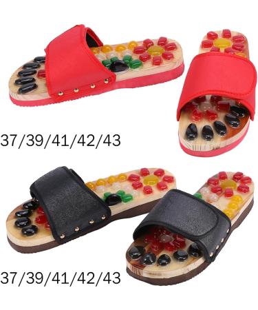Colorful Pebble Stone Massage Shoes | Natural Acupressure Foot Care | Relaxation at Home (39-Red) | International Shipping - Buy Online on GoSupps.com