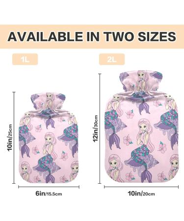 Sea Travel Mermaid Hot Water Bottle - 2L Large Pain Relief Bag with Cozy Cover for Bed Hands & Feet - Buy Online on GoSupps.com