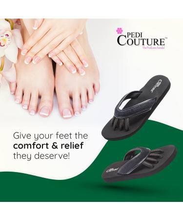 Pedi Couture Pedicure Sandals for Women - Toe Separator Slippers Medium Black - Buy Online on GoSupps.com