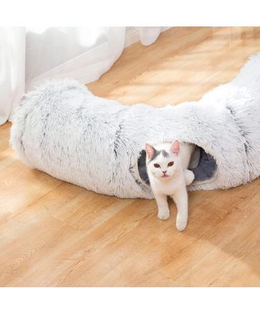 LUCKITTY Warm Plush Cat Dog Tunnel Bed with Washable Cushion-Big Tube Playground Toys 3 FT Diameter Longer Crinkle Collapsible 3 Way  for Indoor Cat Kitty Kitten Puppy Rabbit Ferret - Buy Online on GoSupps.com