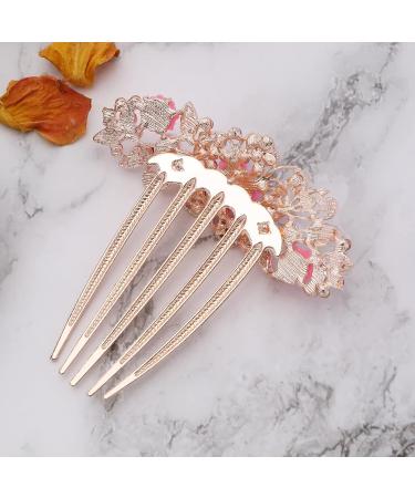 Create idea Flower Hair Comb Rhinestone Wedding Bride Headpiece Decorative Hair Accessories for Wedding Bridal French Twist Bun Full Updos Low Bun Hairstyles Pink - Buy Online on GoSupps.com