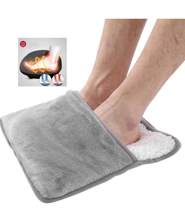 HHSbeauty electrical foot heating with ultra-soft flannel fleec overheating protection washable footpack heat shoe warm feet for men and women gray