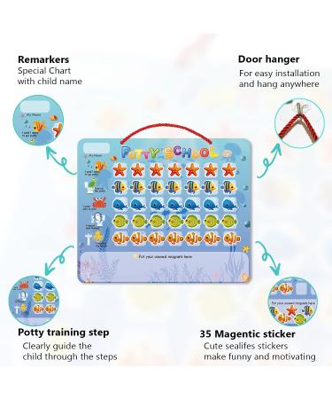Potty Training Chart for Toddlers | Waterproof Magnetic Reward Chart | Motivational Toilet Training for Kids | Sealife Design | 35 Reusable Magnetic Stickers - Buy Online on GoSupps.com