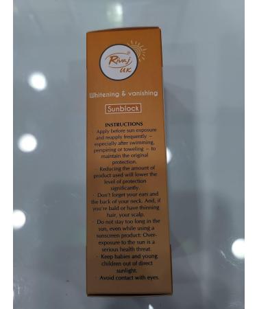 Rivaj SPF60 Sunblock Cream 40 ml Natural Formula Water Resistant For All Skin Types - Buy Online on GoSupps.com