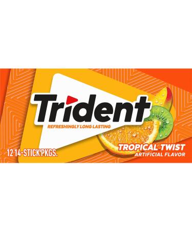 Trident Tropical Twist Sugar-Free Chewing Gum with Xylitol 39g - 14 Sticks - Buy Online on GoSupps.com