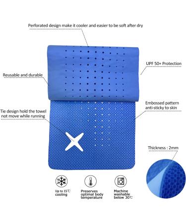 Trancoo 2 Pack PVA Cooling Towel Set - Instant Chill Scarf for Gym, Running, Golf - Sweat Rags for Workout - 33x7.85 Perforated Neck Wrap - Blue+Grey - Buy Online on GoSupps.com