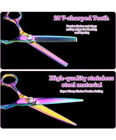 13Pcs Scissors Hair Hairdressing Professional Shears Set Thinning Cutting Clip Comb Stainless Steel Cut Pouch Kit Salon Barber Women Men Kids Black (Purple) - Buy Online on GoSupps.com