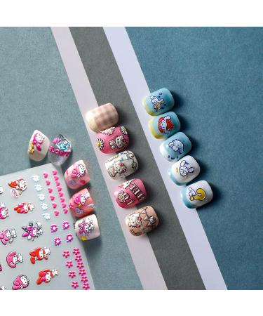 Kawaii Anime 5D Nail Art Stickers - Self-Adhesive Designs for Women & Girls - 3 Sheets - Buy Online on GoSupps.com