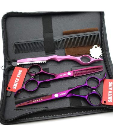 6.0 inch hair scissors set hair cutting scissors & thinning scissors with razor&comb in 1 set (Violet) - Buy Online on GoSupps.com
