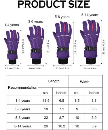 Kids Mittens Winter Snow Waterproof Gloves for Girls Boys | Purple & Pink Stripe | 5-8 Years - Buy Online on GoSupps.com