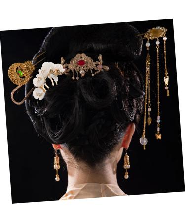 minkissy Petal Hairpin Jade Hair Forks Jade Hair Clip Hair Hanfu Hair Accessories Jade Hair Chopstick Retro Headpiece French Pin Women Hair Chopstick Bride Costume Hosta White - Buy Online on GoSupps.com