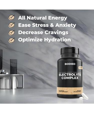 BODIED Electrolyte Complex Capsules. Hydration Multiplier. 100 Servings of Premium Electrolyte. Potassium. Magnesium. Calcium. Sodium. Clean Energy. Fasting Keto & Vegan Friendly. - Buy Online on GoSupps.com