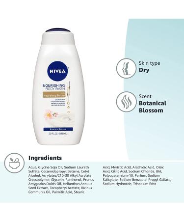 Nivea Nourishing Body Wash Botanical Blossom 20 fl oz - Hydrating & Refreshing - Buy Online on GoSupps.com
