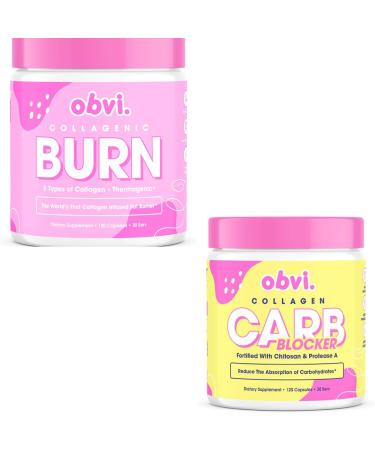 Obvi Collagenic Burn and Guilt Free Carb Blocker| Collagen Peptide-Infused Thermogenic Supplement Support Weight Management Healthier Nails & Longer Hair Enzyme Production