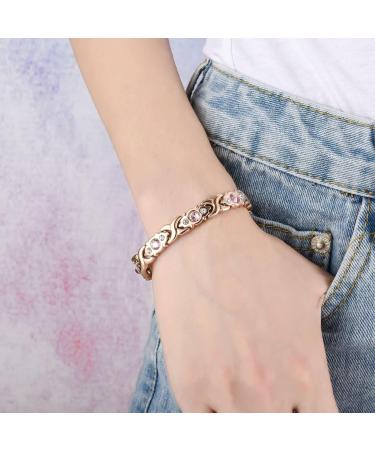 Topassion Removable Magnetic Hardship Tape - Titanium Steel Therapy Bracelet for Arthritis Pain Relief Weight Loss & Anti-Fatigue - Unisex Yellow - Buy Online on GoSupps.com