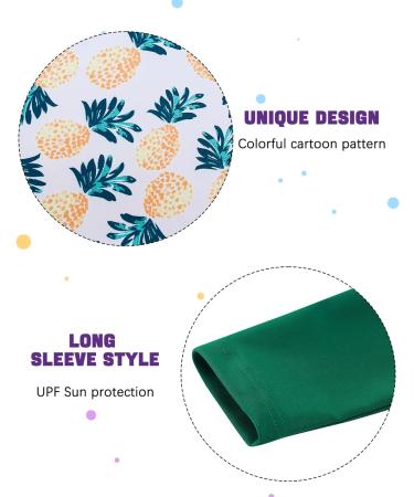Girls Long Sleeve Two Piece Swimsuit UPF 50+ Protection | Green Pineapple | 3-4 Years - Buy Online on GoSupps.com