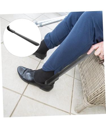 DOITOOL 2pcs Long Stainless Steel Shoehorn Set - Household and Travel Shoe Assist Tool for Men, Women, Kids - Pregnancy Helper, Black Handle - 41.3x4.3cm - Buy Online on GoSupps.com