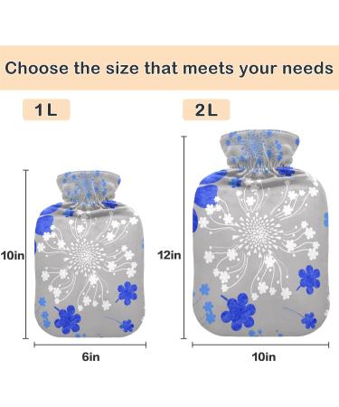 NAANLE 2L Hot Water Bottle with Lid - Blue Flowers | Ideal for Back Pain Relief & Neck Therapy - Hot & Cold Compress - Buy Online on GoSupps.com