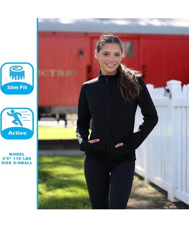 Global Blank Women's Full Zip-Up Athletic Workout Jacket - Medium Black | Running, Yoga, Sports - Buy Online on GoSupps.com