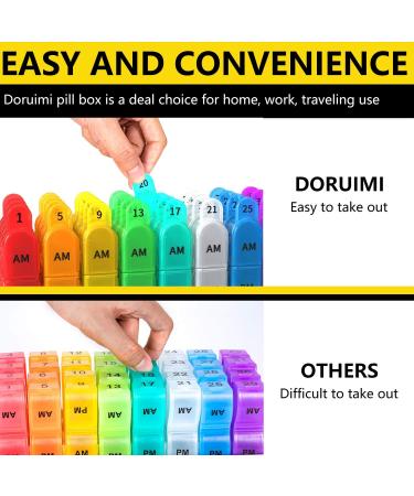 Monthly Pill Box Organizer - 2 Times a Day AM PM Medicine Box with 32 Compartments - Easy Open Design for Children, Elderly, and Arthritic Hands - Colorful - Buy Online on GoSupps.com