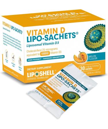 Lipo-Sachets Liposomal Vitamin D3-1000IU Per Serving for Immune System Support - High Absorption Vitamin D - GMO Free No Added Sugar - 30 Liposomal Liquid Vitamin D Packets