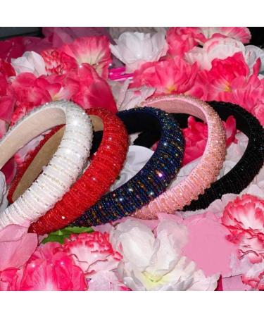 Baroque Rhinestone Crystal Diamond Headband - Red | Wide Glitter Beaded Hairband for Women & Girls - Buy Online on GoSupps.com