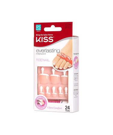 Kiss Everlasting French Toenail Kit Real Short 24 Nail (3 Pack) - Easy-to-apply Toe Nails for a Flawless Salon Look - Buy Online on GoSupps.com