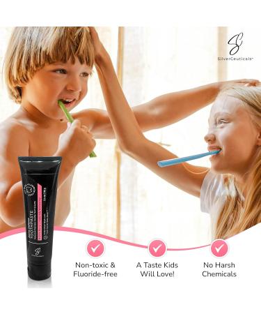 Colloidal Silver Toothpaste w/Coral Calcium & Xylitol - Bubble Berry - Remineralize Tooth Enamel - SLS & Fluoride Free Cavity Protection - Gum Health - Bad Breathe - Gingivitis - Mild Flavor - 3.4oz Bubble Berry 3.4 Ounce (  - Buy Online on GoSupps.com