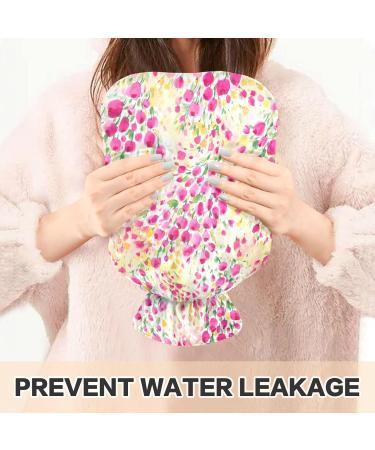 NAANLE 1L Transparent Hot Water Bottle with Lid Floral Watercolor Design for Back Pain Relief Neck Comfort and Heat Cold Therapy - Buy Online on GoSupps.com