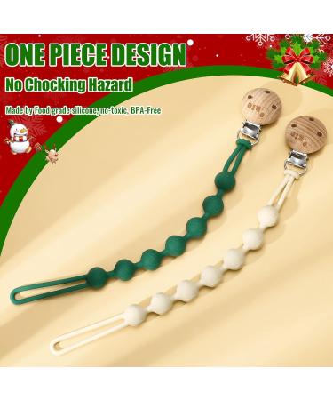 Qkie Silicone Pacifier Chain Clips - BPA Free 2-Pack One-Piece Design for Boys & Girls (Green) | Safe & Stylish Pacifier Holders - Buy Online on GoSupps.com