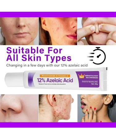 Azelaic Acid Cream 1PCS Azelaic Acid for Face 12% with Hyaluronic Acid & Niacinamide Azelaic Acid Gel for Reducing Blemish & Rosacea Acne Moisturizing & Balance Sebum for Sensitive Skin(0.7 Ounce) 1 Ounce (Pack of 1) - Buy Online on GoSupps.com