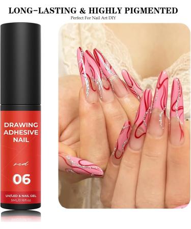 Gel Nail Polish Set 4 Color Metallic Painted Gel Polish White Black Red Green Liner Gel Nail Polish for Nail Art DIY UV/LED Soak Off Spring French Manicure Set with Thin Brush - Buy Online on GoSupps.com