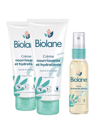 Biolane - 2 Cr mes Nourrissante et Hydratante + 1 Huile d'amande douce 75ml Soins B b - Prot ge les peaux s ches et sensibles Ingr dients d'origine naturelle - Fabriqu en France
