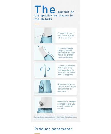 Portable Water Flosser FS350 - Large Water Tank for Home & Travel - Blue | Best International Shipping - Buy Online on GoSupps.com