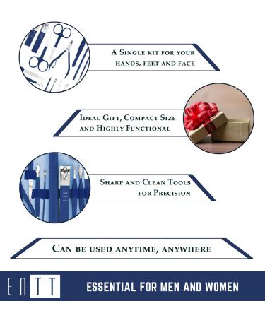 ENTT 18 PC Rubberized Finish Manicure Pedicure Kit for Men and Women - Premium Quality All Purpose Grooming Tools Set - Travel and Home Professional Tool Kit (Blue Case) - Buy Online on GoSupps.com