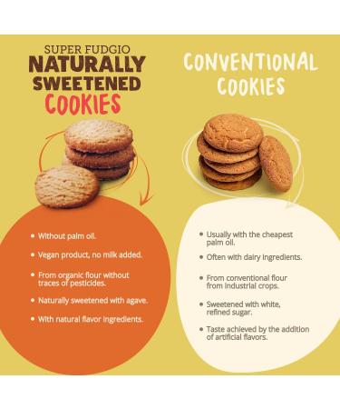 SUPER FUDGiO Organic Cookies | Organic vegan cookies naturally sweetened with agave palm oil free | healthy snacking | 8 x 130 g - Buy Online on GoSupps.com